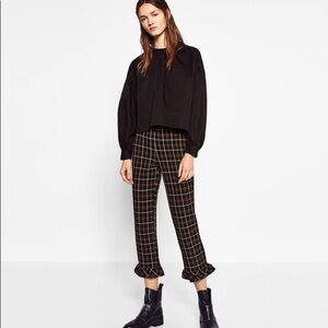 Zara Check Cropped Trousers